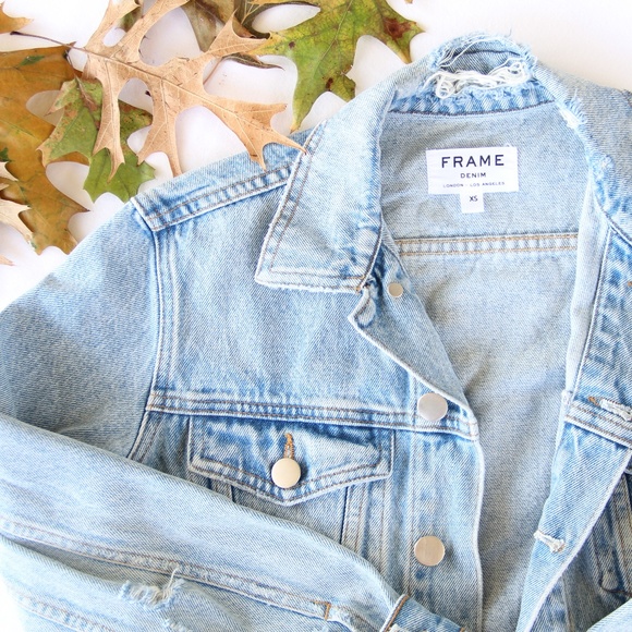 Frame Denim Jackets & Blazers - FRAME Denim Distressed Jean Jacket Light Wash XS